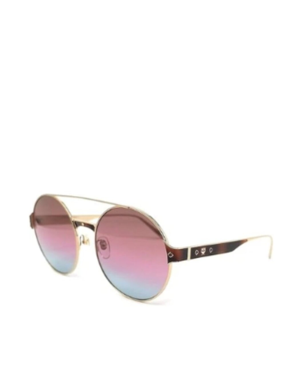 MCM Women's Round Gold/Bown Rose Azure Sunglasses MCM124S